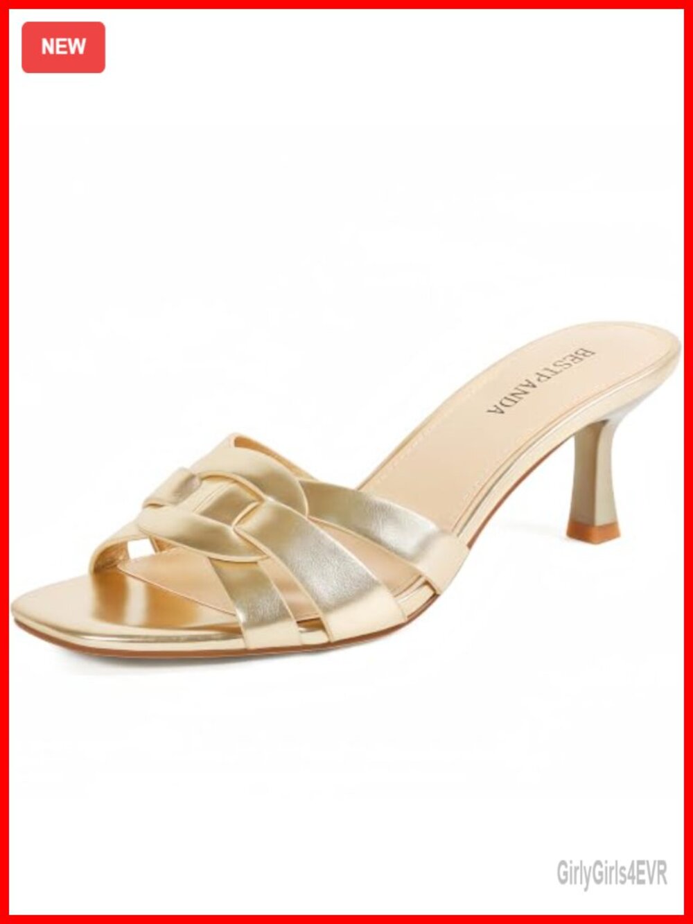 Kitten Heel Sandals Square Toe Slip-On Mule Dressy Women's Heels